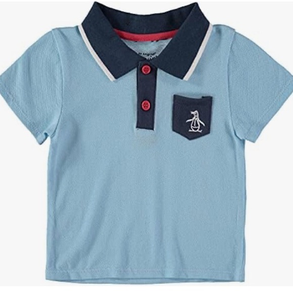 Original Penguin Baby Boy Navy-Blue Preppy Classic Polo Button Short Sleeve Top - Picture 1 of 2